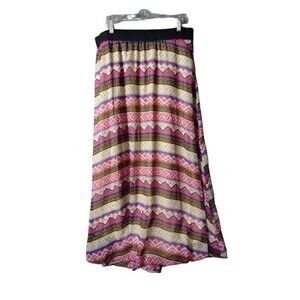 Lularoe Lucy Lined Skirt Multicolored Geometric Striping Size 2Xl Elastic Waist